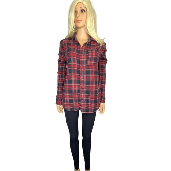 Vans Women's Plaid Flannel Long Sleeve Shirt Red Gray Black Size M - Picture 2 of 16
